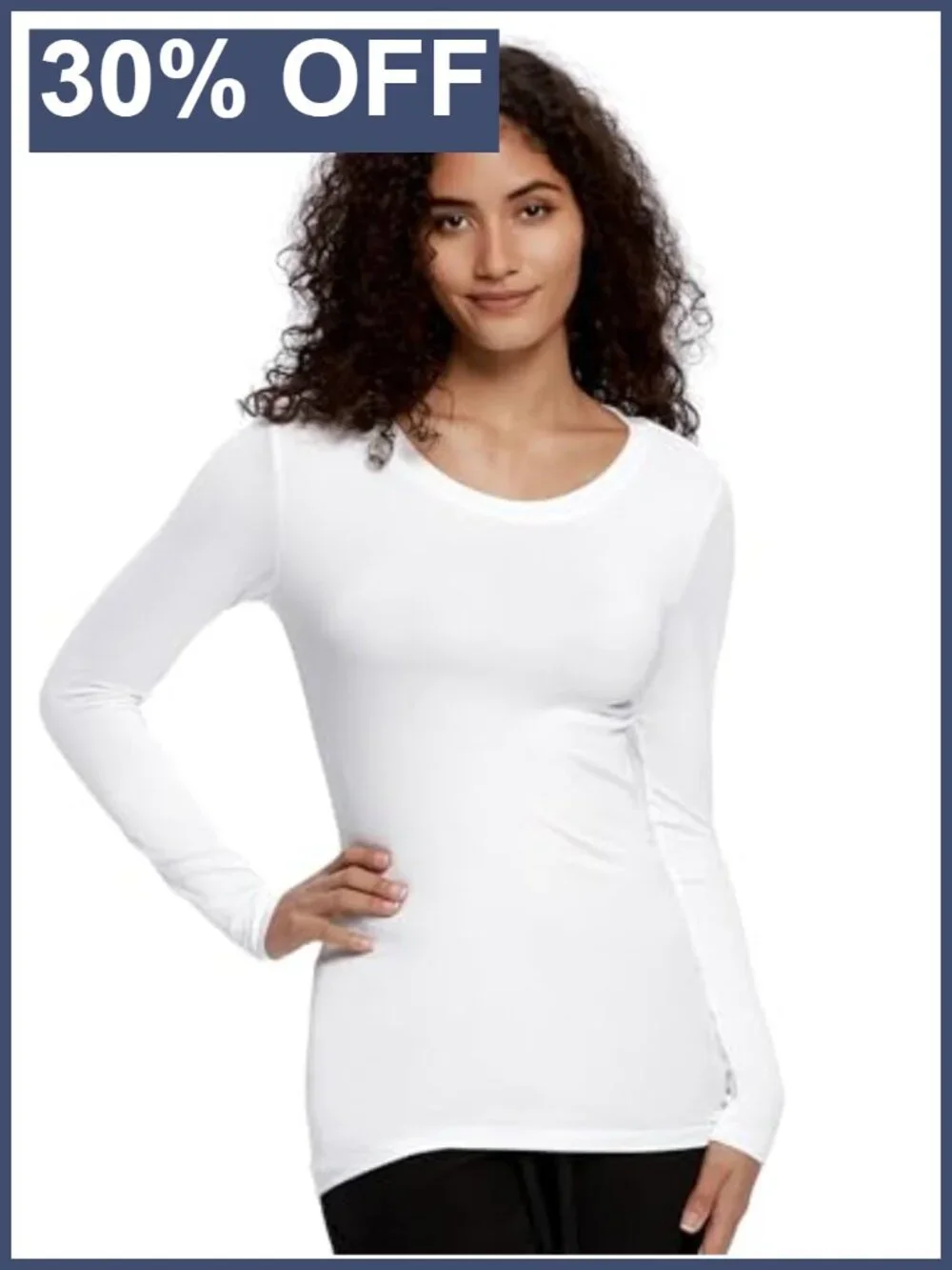 COZYFIT Underscrub Long Sleeve Crew Neck Slim Fit Tunic Top for Healthcare